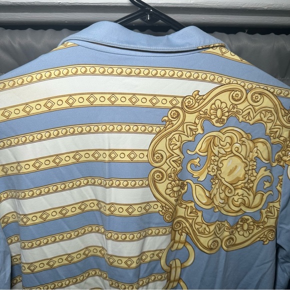 J.McLaughlin Catalina Cloth Blue & Gold Chain Print Long Sleeve Shirt Size Large - Picture 13 of 13